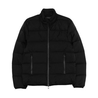 Emporio Armani Down Jackets, male, Black, M, Water-repellent Quilted Nylon Down Jacket with Jacquard Logo Lettering