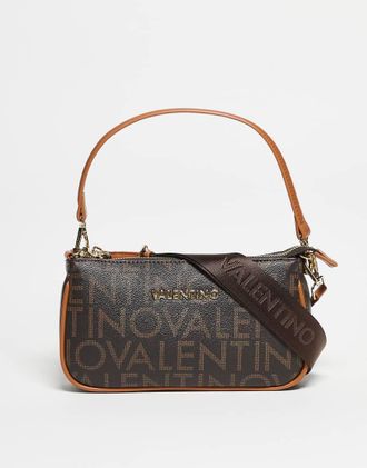 Valentino Regina Re - Borsa da spalla marrone con monogramma