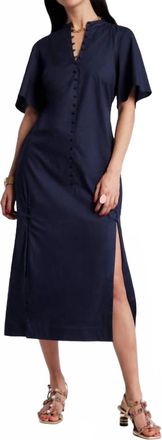 Frances Valentine Lori Maxi Dress Solid Poplin In Navy