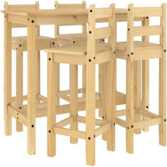 vidaXL Set da Bar 5 pz in Legno Massello di Pino - Vidaxl