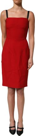 Dolce & Gabbana Womens Red Stretch Bodycon Sheath Knee Length Dress Acetate Viscose