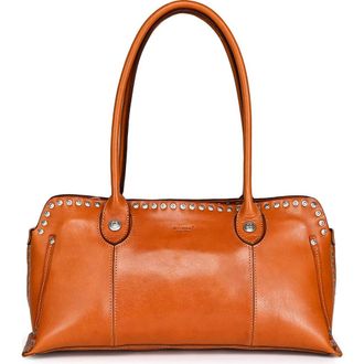 OLD TREND Soul Genuine Leather Studded Structured Shoulder Bag in Caramel at Nordstrom