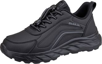 Generic Men Casual Walking Shoes Leather Platform Sneakers Waterproof Running Shoes Comfortable Tennis Shoe Breathable Lace Up Shoe Arch Support Sneakers Hiki