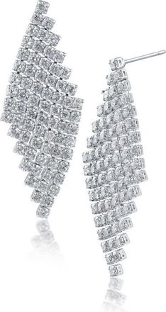 Kenneth Jay Lane Cubic Zirconia Mesh Design Drop Earrings in Rhodium Plated at Nordstrom