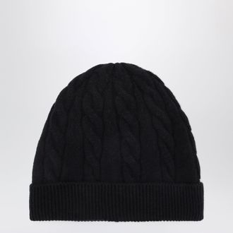 Loro Piana Navy blue cable-knit cashmere beanie