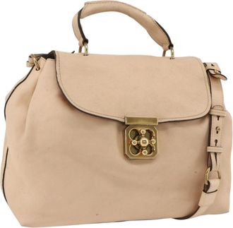 Chlo&eacute; Elsie Convertible Satchel Leather Beige Leather Handbag (Pre-Owned)