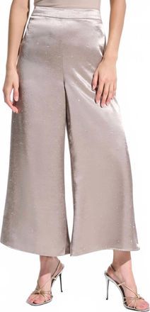 Joseph Ribkoff Embellished Satin Wide Leg Pants In Feather Grey