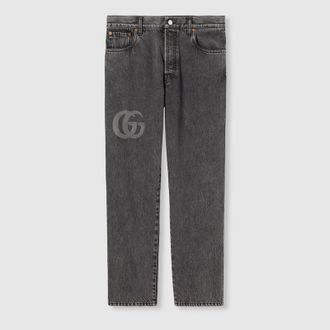 Gucci Slim Fit Denim Pant With Logo Detail, Size 28, Grey, Ready-to-wear