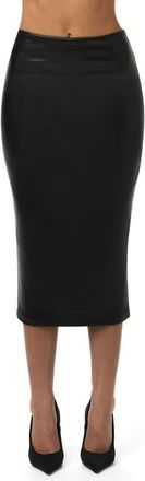 Naked Wardrobe Faux Leather Midi Skirt in Black at Nordstrom, Size X-Large