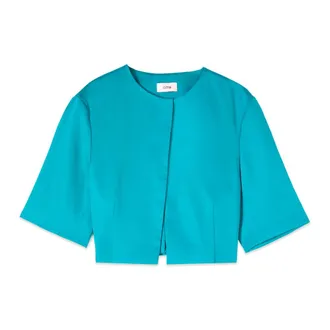 Oltre Jassen, Dames, Blauw, 3Xl, Polyester, Korte Lyocell Jas