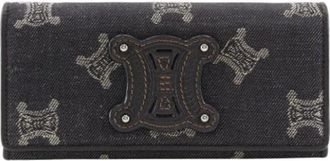 Celine Pre-owned Lange portemonnee (bi-fold) - Dames - Vintage Accessoires - Zwart - ONE Size - Denim - Vintage