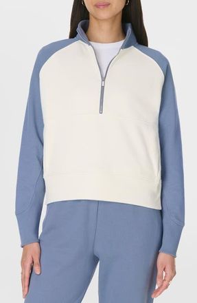 Sweaty Betty Revive Colorblock Half-Zip Cotton Blend Sweatshirt in Luxe Blue at Nordstrom, Size Xx-Small