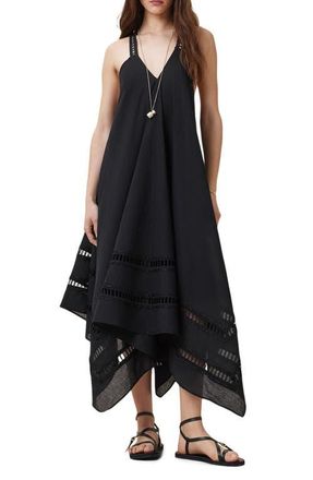 AllSaints Lil Handkerchief Hem Cotton Dress in Black at Nordstrom, Size 12 Us