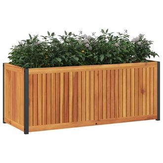 Berkfield Home Decorative Garden Planter 110x45x44 cm Solid Wood Acacia & Steel in Brown | Size: 110 x 45 x 44 cm