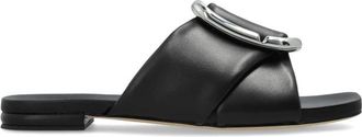 Marc Jacobs Leren slippers met applicatie - Dames - Sandalen - Zwart - 40 EU - Leer - Schoenen