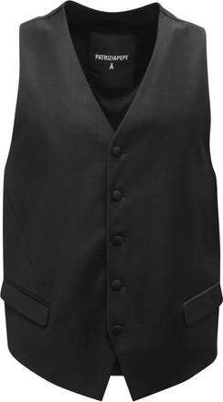 Patrizia Pepe Italiaans Wollen Blend Gilet - Heren - Gillet - Zwart - XL - Wol - Kostuums