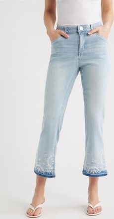 Wit & Wisdom Bennett High Waist Ankle Barely Bootcut Jeans in Powder Blue Artisanal at Nordstrom, Size 10P