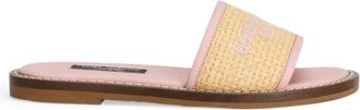 Dolce & Gabbana Platte Stro Slippers Met Logo - Dames - Sandalen - Veelkleurig - 38 EU - Leer - Schoenen