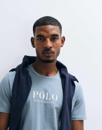 Polo Ralph Lauren t-shirt da casa grigia con logo testuale sul petto-Grigio