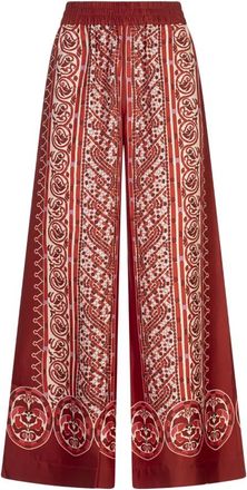 La DoubleJ Wide Trousers, female, Red, M, Red Silk Wide Trousers
