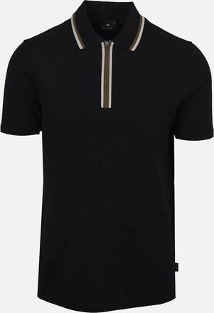 Paul Smith Mens PAUL SMITH REG FIT ZIP POLO SHIRT BLACK - Size: 44