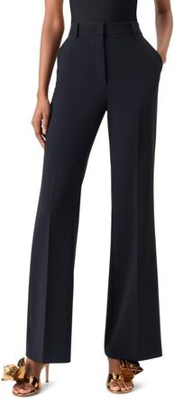 Akris Florine Wide Leg Wool Blend Pants in Black at Nordstrom, Size 12