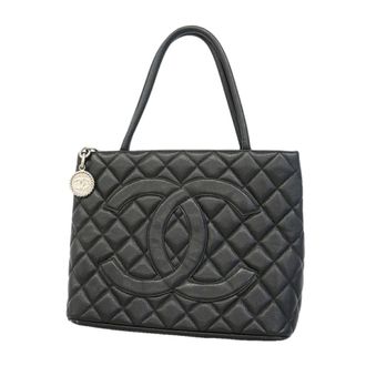 Chanel Black Grained Calfskin Tote Bag (Pre-Owned)