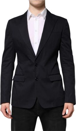 Dolce & Gabbana Donkerblauwe Taormina Blazer Jas - Heren - Business blazers - Blauw - M - Katoen - Kostuums