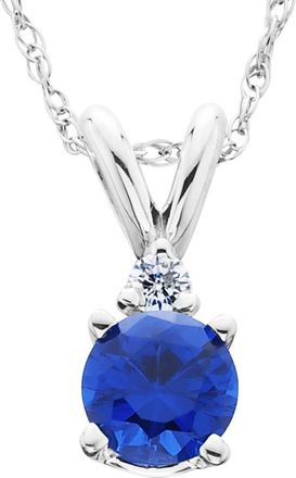 Pompeii3 1ct Blue Sapphire & Diamond Solitaire Pendant 14K White Gold