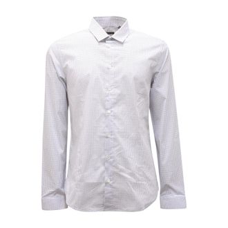 Patrizia Pepe Wit & Blauw Diamanten Overhemd - Heren - Casual Overhemden - Blauw - L - Katoen - Overhemden