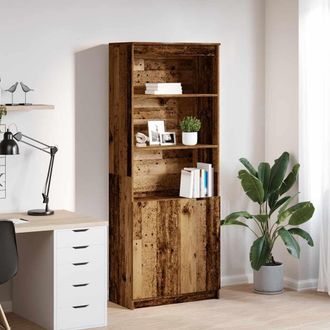 Berkfield Home Highboard Old Wood 70x35x180 cm Engineered Wood in Brown | Size: 70 x 35 x 180 cm