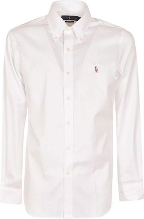 Ralph Lauren Pin Point Shirt - Heren - Zakelijke Overhemden - Wit - L - Katoen - Overhemden