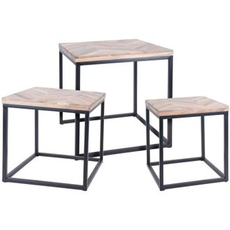 Ambiance Ambiance - Juego De Mesas Auxiliares 3 Piezas Madera De Teca H&s Collection