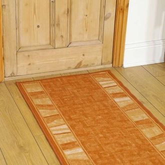Runrug Hallway Runner Rug - Non-Slip, Hardwearing, 5.4mm - Alba in Terracotta | Size: 66 cm x 300 cm