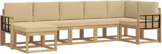 vidaXL Conjunto De Sof&aacute;s De Exterior 7 Uds. Y Beige Poli&eacute;ster Vidaxl