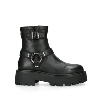 Carvela Womens Leather Stride Biker Boots - Black Leather (archived) - Size UK 8