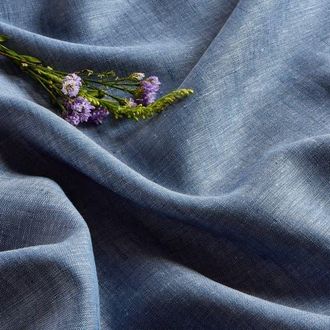 Solino Home Linen Tablecloth for Dining Table, Holiday and Everyday Table Decor - Athena in Blue Denim at Nordstrom, Size X-Large