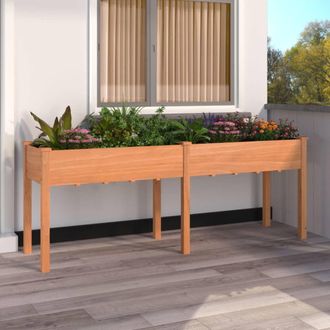 Berkfield Home Planter with Liner Brown 203x53x76 cm Solid Wood Fir | Size: 203 x 53 x 76 cm