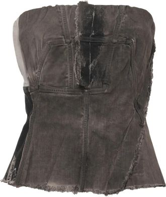 Rick Owens Bustier Top - Dames - Tops zonder mouwen - Grijs - M - Leer - Tops