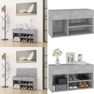 vidaXL Panca Portascarpe Grigio Cemento 80x30x45 cm in Truciolato - Scarpiera - Armadio per scarpe