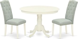 East West Furniture Dining Room Set Linen White, HLCE3-LWH-15