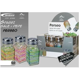 Trade Shop Trade Shop - Set 12 Pezzi Spargi Sale Perseo Contenitore Sale Pepe Spezie Vetro Colorato
