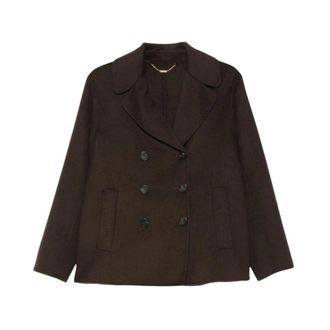 Mabrun Diva Double Breasted Peacoat - Dames - Mantels - Bruin - Maat: 3XL