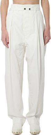Bottega Veneta White Tapered Flat Front Pants