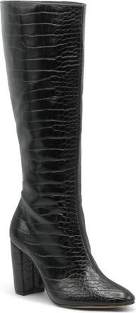 Charles by Charles David Bart Knee High Boot in Black Croc at Nordstrom, Size 5.5