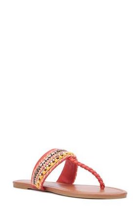 New York & Company Joyce Beaded T-Strap Sandal in Pink at Nordstrom Rack, Size 8