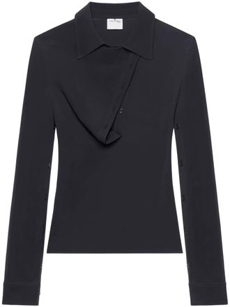 Courr&egrave;ges Oblique polo shirt - women - Elastane/Viscose - L - Black
