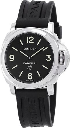 Officine Panerai Pre-owned Panerai Luminor Base Logo Acciaio Hand Wind Black Dial Mens Watch PAM01000