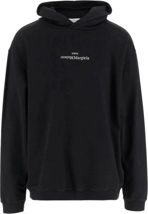 Maison Margiela Upside Down Logo Sweatshirt - Heren - Hoodies - Zwart - M - Katoen - Hoodies & sweatvesten