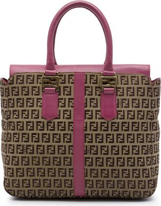Fendi Pre-owned Fendi Leather Trimmed Zucchino Canvas Satchel Ladies Z5WZH7NIO229NXNH